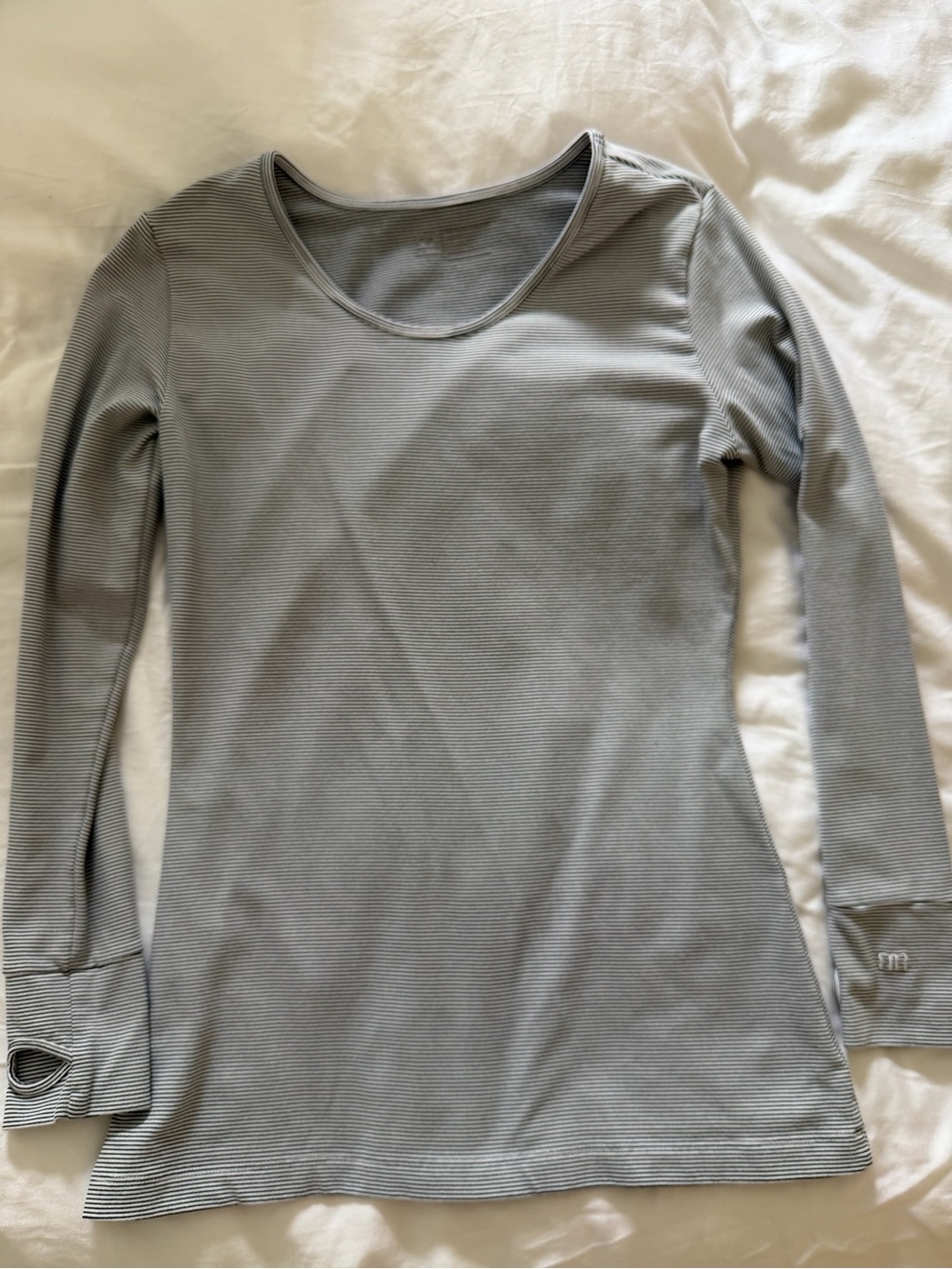 Albion Fit Women's Pullover Long Sleeve Scoop Neck Top - Striped Black and White